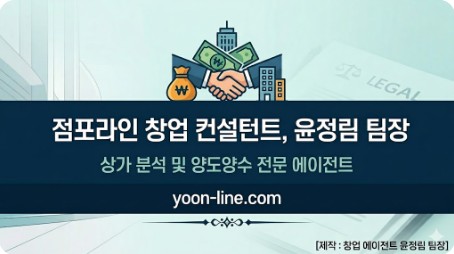 점포라인 창업 컨설턴트 윤정림 팀장 하단 배너. 상가 분석 및 양도양수 전문 에이전트 표기 포함. 상가임대차보호법 권리금