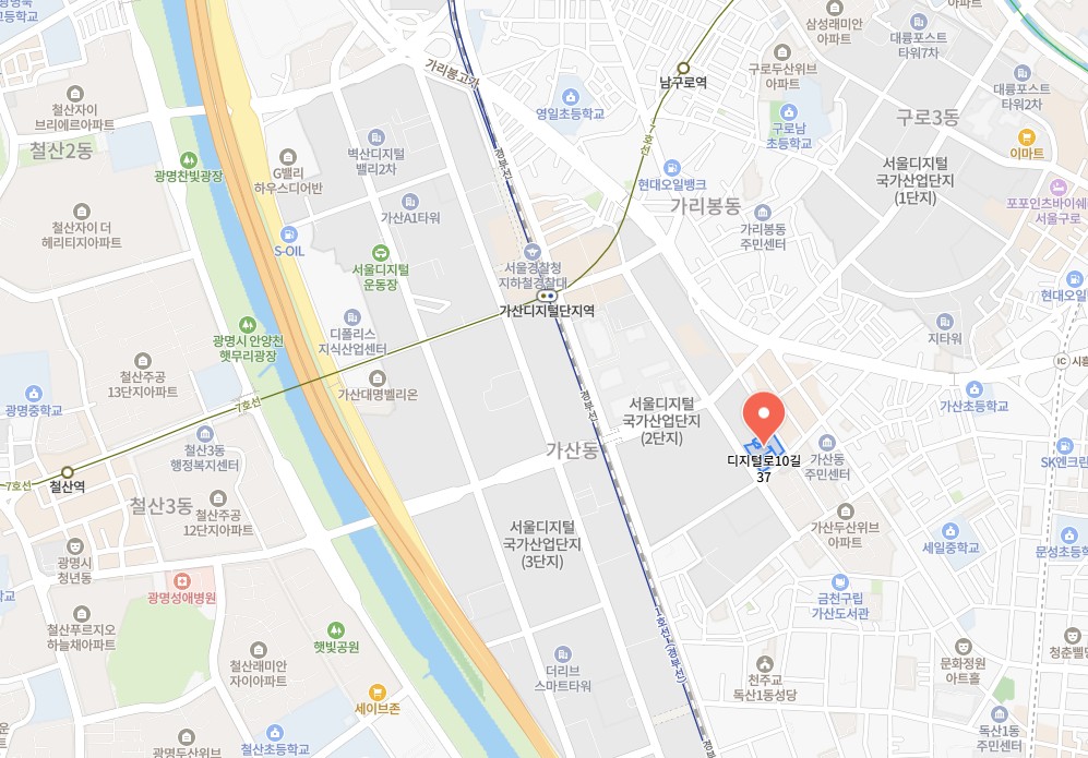 가산디지털단지 카페 창업 매물 위치 및 주변 인프라 지도